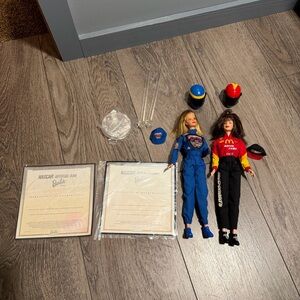 Lot of 2 vintage nascar Barbie’s 1998